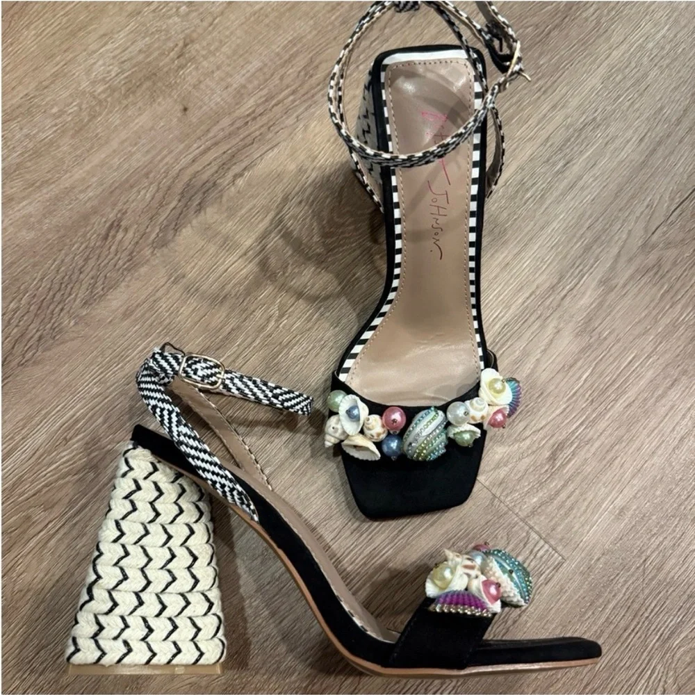 Betsey Johnson Black and Multicolor Embellished Heels - Picture 3 of 4